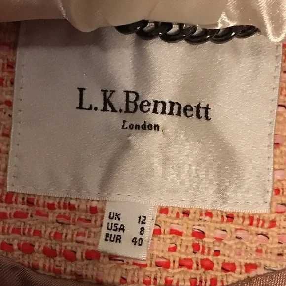 Women's Tweed Blazer Jacket in Pink & Cream Tailored Transition
Size 8 Fringed - Picture 2 of 10